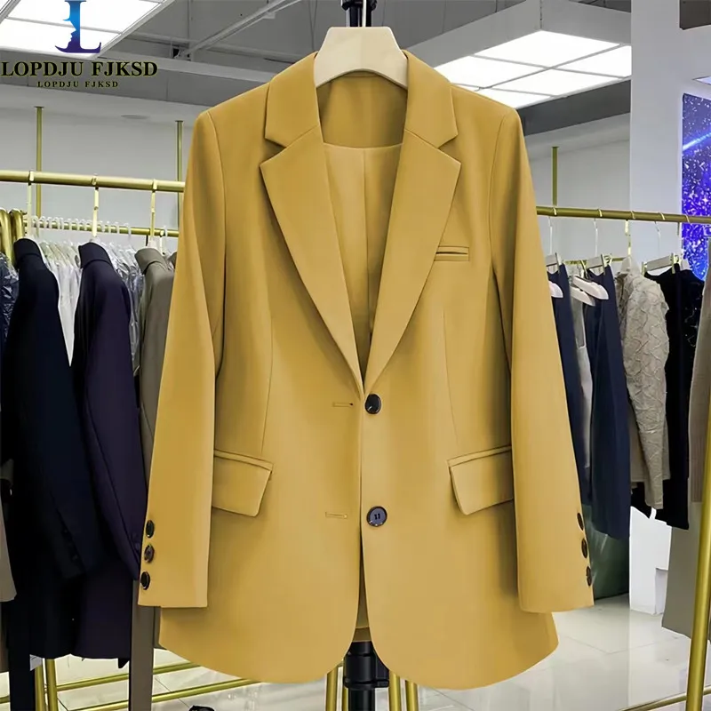 

Однобортный пиджак для женщин, Элегантное длинное пальто, Корейская разноцветная одежда, женские топы, весна, осень, 2024