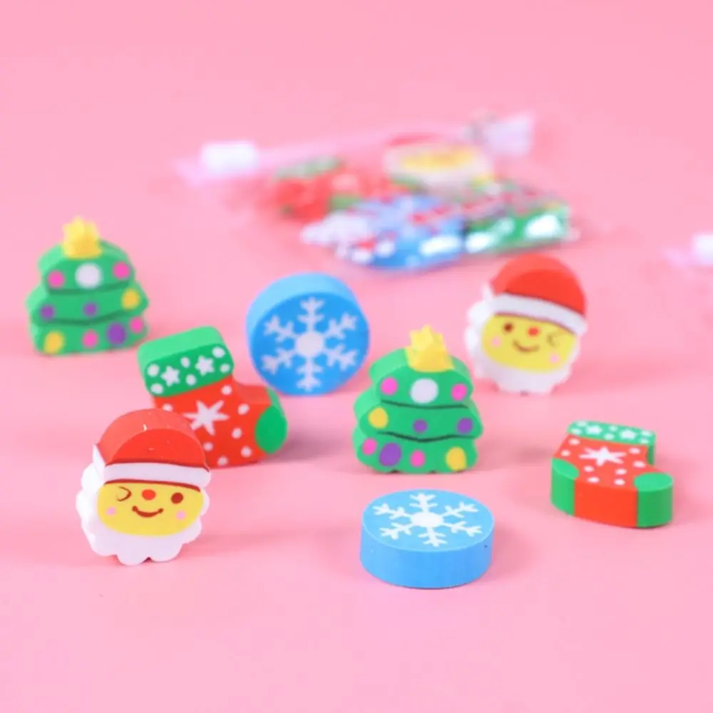 

Funny Christmas Eraser Set Cartoon Santa Claus Pencil Eraser Kawaii 3D Three-dimensional Shape Student Stationery Prize Gift