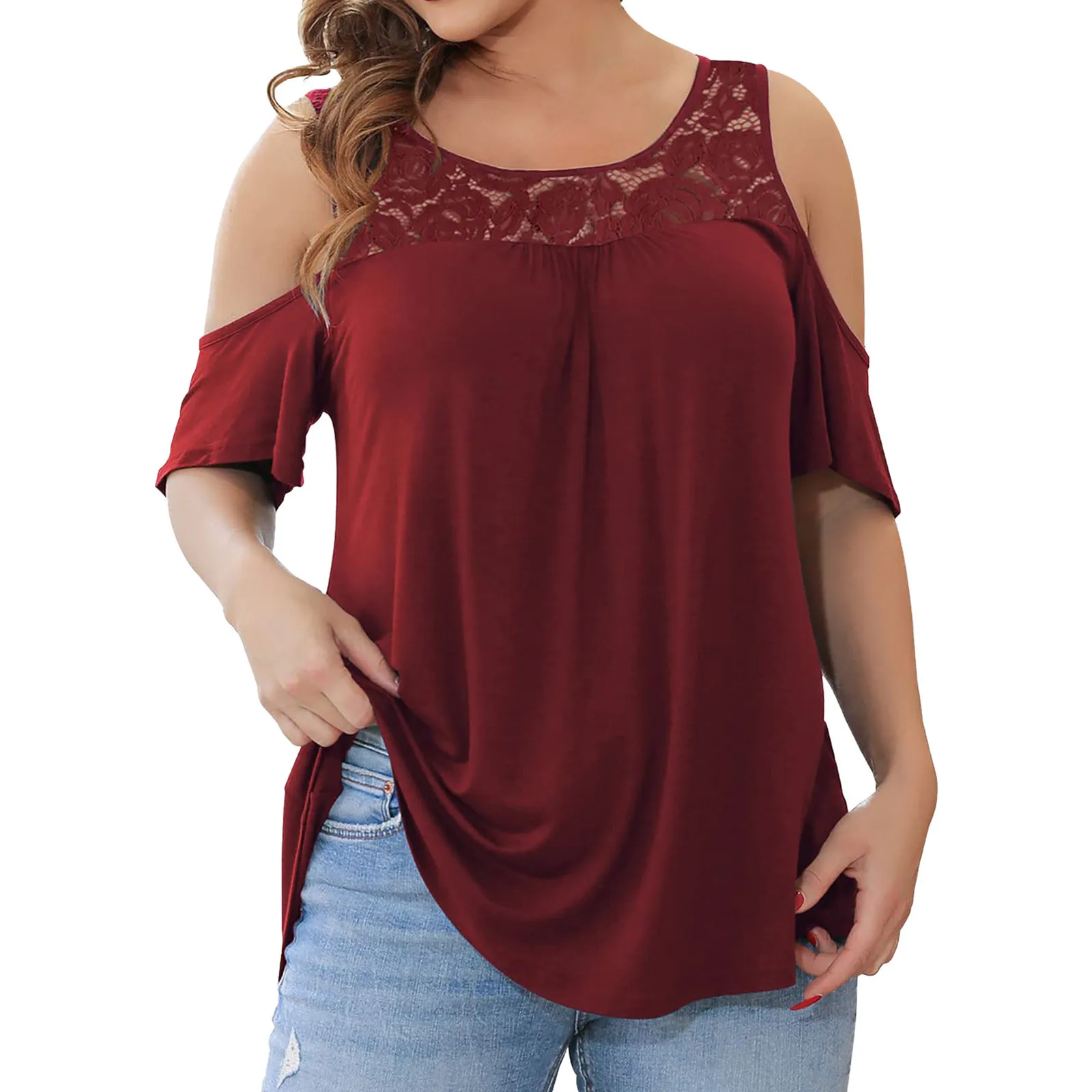 Sexy Off Shoulder Women Blouse Summer Oversized Tshirts Fashion Lace Patchwork Short Sleeve Casual Top Solid Cotton Female Blusa
Sexy Off Shoulder Women Blouse Summer Oversized Tshirts Fashion Lace Patchwork Short Sleeve Casual Top Solid Cotton Female Blusa