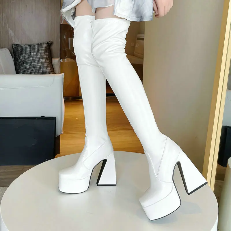 2022 Fashion Women Stretch Pu Over The Knee Boots Platform Hoof High Heel Thigh Boots Square Toe Autumn Winter Lady Shoes
2022 Fashion Women Stretch Pu Over The Knee Boots Platform Hoof High Heel Thigh Boots Square Toe Autumn Winter Lady Shoes