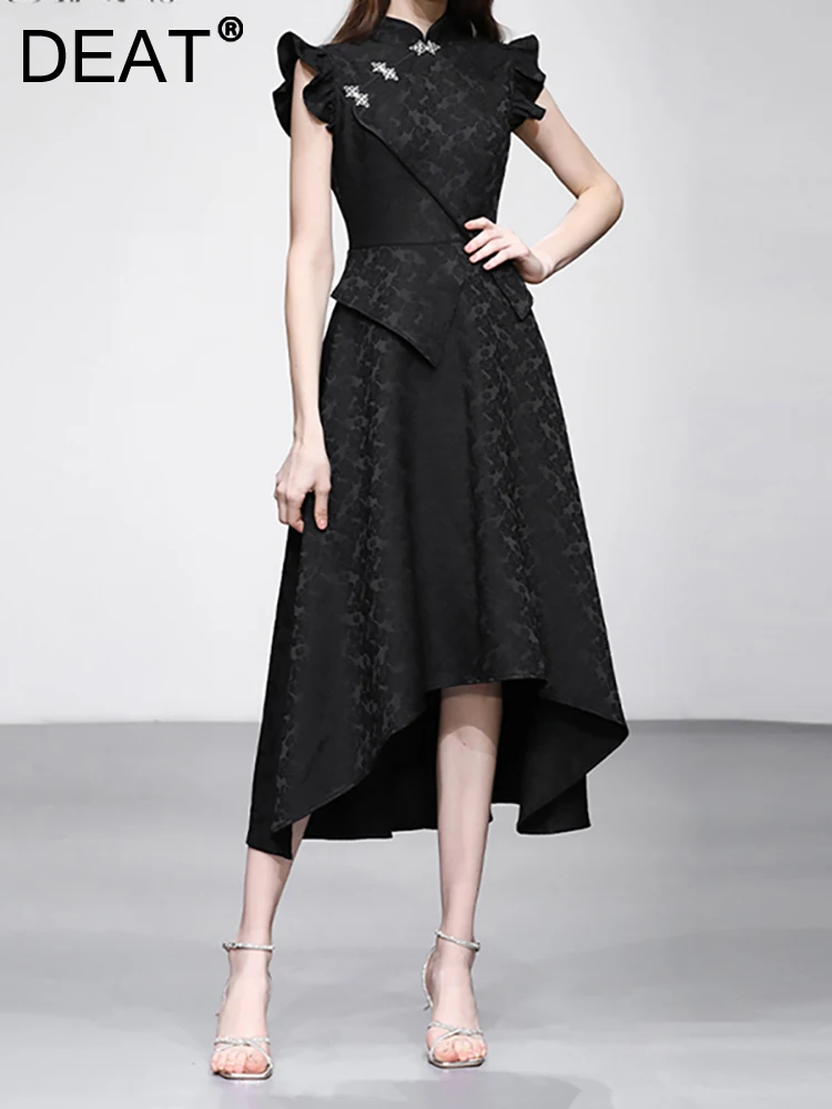 DEAT Women Fashion Dress O-neck Flying Sleeve High Waist Irregular Jacquard Weave Elegant Party Dresses Summer 2023 New 13DB2691
DEAT Women Fashion Dress O-neck Flying Sleeve High Waist Irregular Jacquard Weave Elegant Party Dresses Summer 2023 New 13DB2691