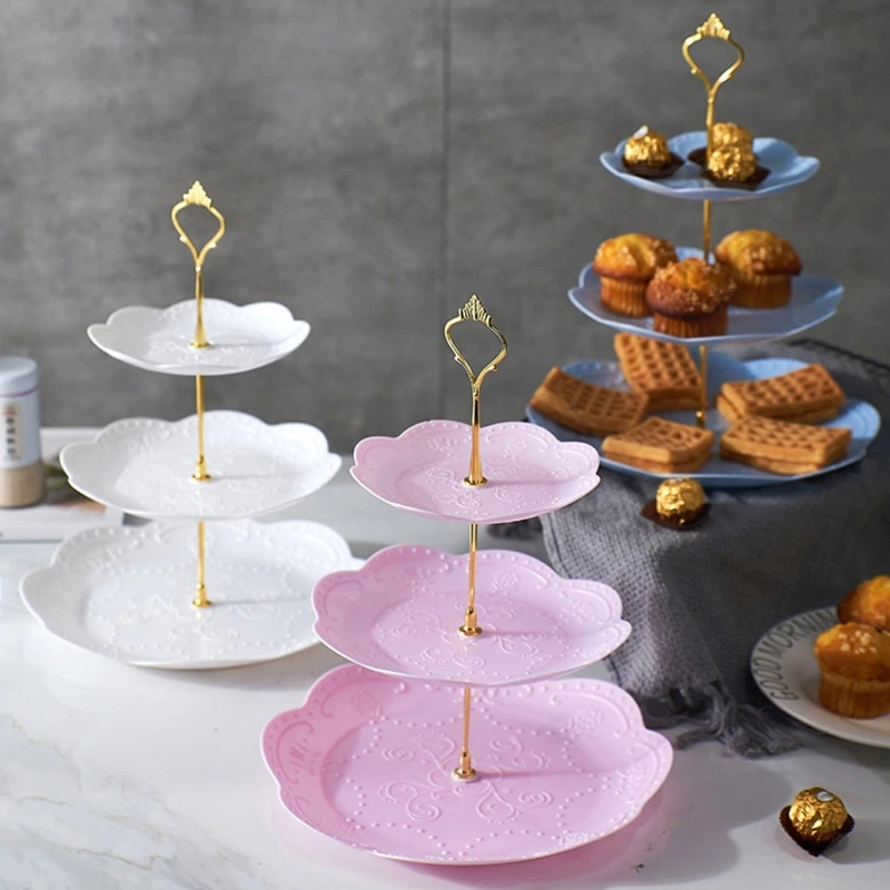 

2023 NEW Detachable Cake Stand European Style 3 Tier Pastry Cupcake Fruit Plate Serving Dessert Holder Wedding Party Home Decor