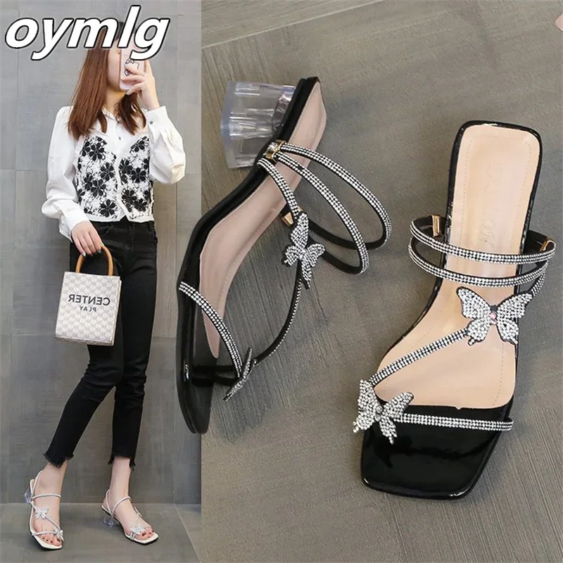 Butterfly Crystal Heel Sandals for Women 2024 Summer New Mid Heel Square Headed Rhinestone Thick Heel Sandals for Women
Butterfly Crystal Heel Sandals for Women 2024 Summer New Mid Heel Square Headed Rhinestone Thick Heel Sandals for Women