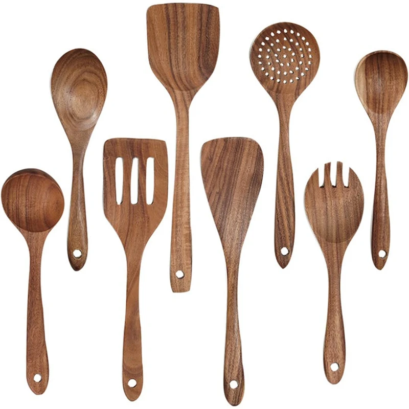 Wooden Utensils For Cooking Made From Natural Teak Wood - Luxury 8 Pcs Kitchen Utensil Set
Wooden Utensils For Cooking Made From Natural Teak Wood - Luxury 8 Pcs Kitchen Utensil Set