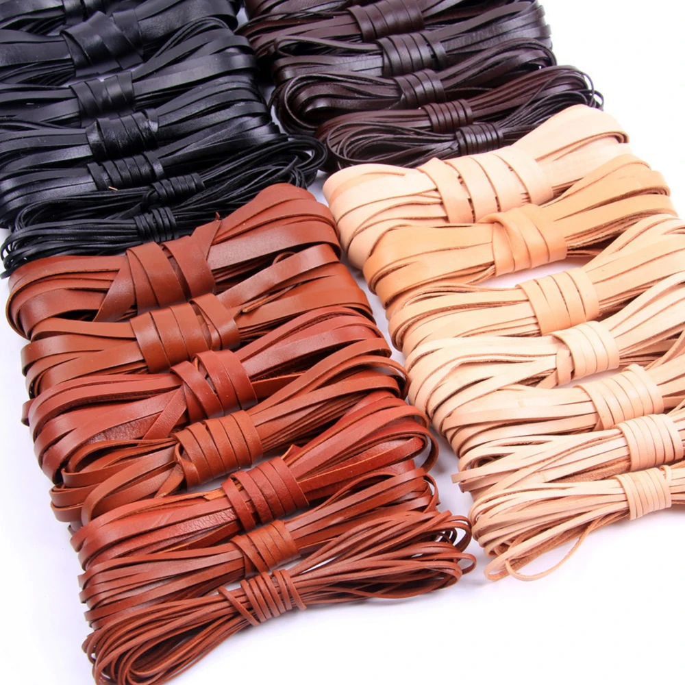 

2 Meters 2-10mm Flat Genuine Leather Braid Jewelry Cord String Lace Rope DIY Necklace Bracelet Finding For Braided Products