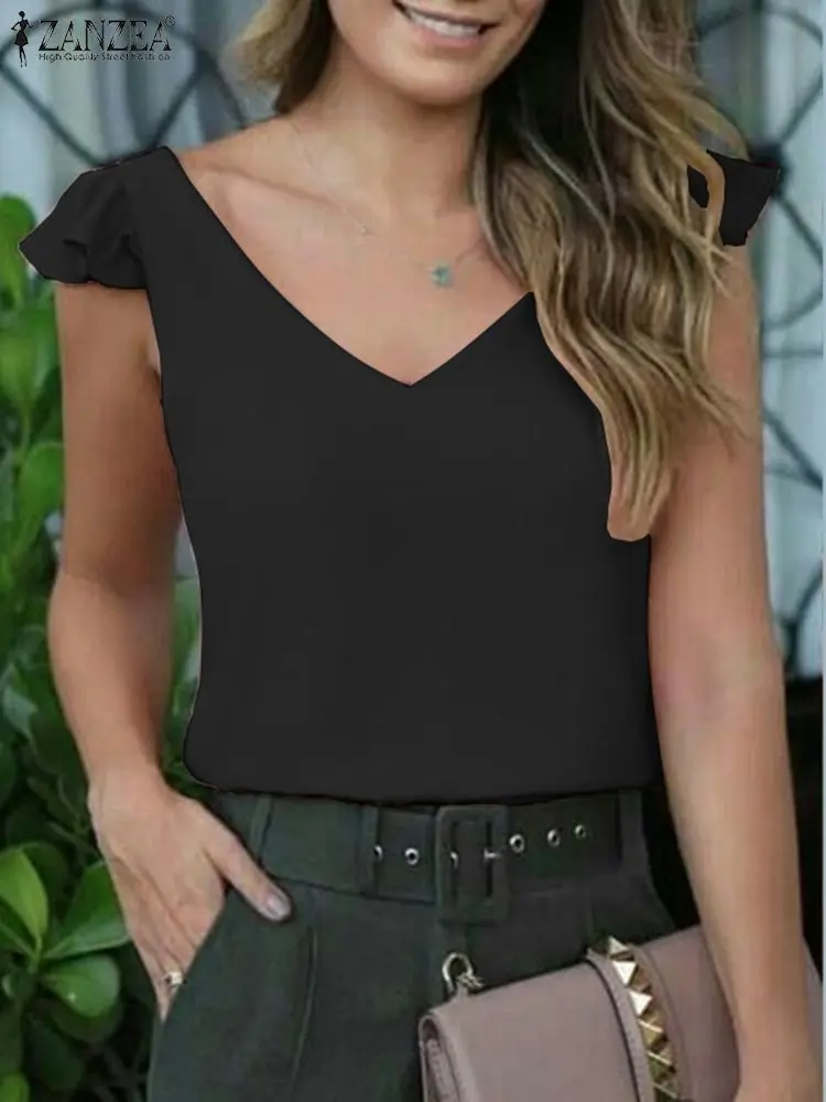 ZANZEA Femme Summer V Neck Tunic Tops Woman Casual Loose Blouse Short Sleeve Solid Chemise Fashion OL Work Blusas Mujer Oversize
ZANZEA Femme Summer V Neck Tunic Tops Woman Casual Loose Blouse Short Sleeve Solid Chemise Fashion OL Work Blusas Mujer Oversize