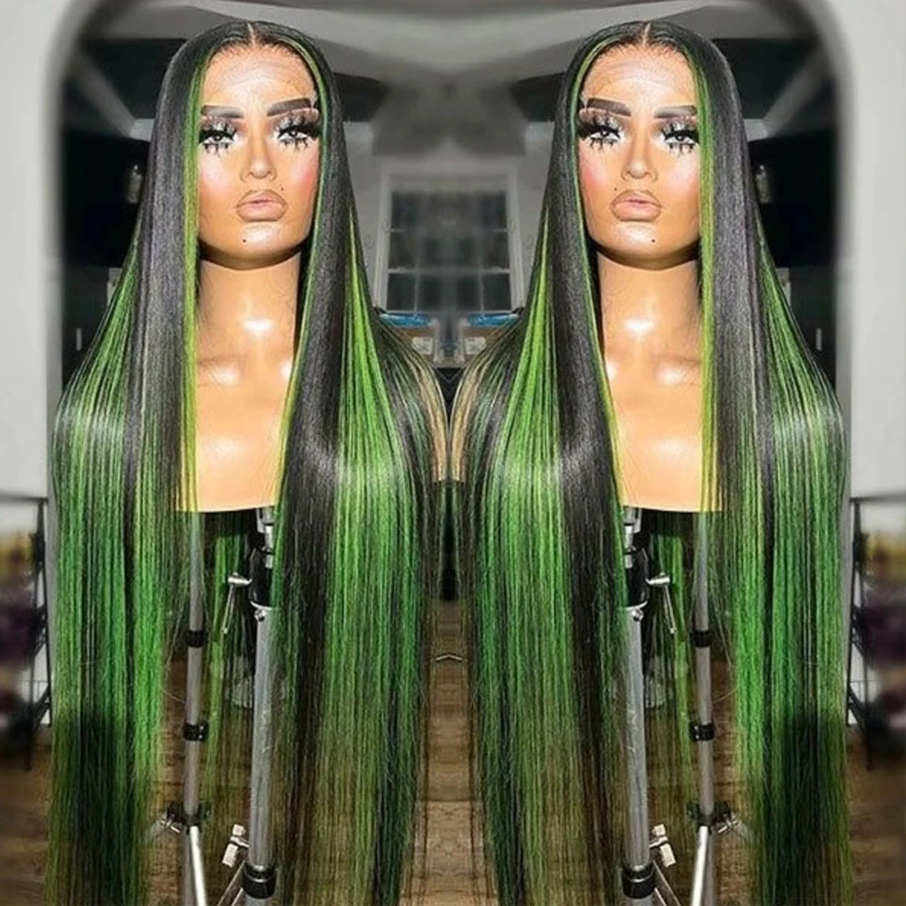HD Highlight Green Straight Lace Frontal Wigs Black and Green Highlight Straight 13x4Pre Plucked Human Hair Wigs Lace Front Wig
HD Highlight Green Straight Lace Frontal Wigs Black and Green Highlight Straight 13x4Pre Plucked Human Hair Wigs Lace Front Wig