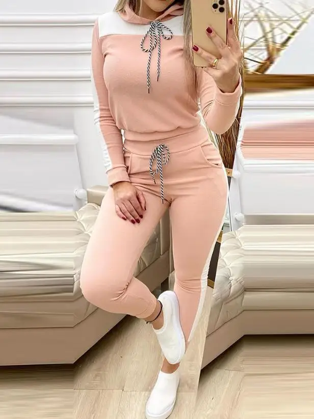Women Two Piece Sets Outfit Colorblock Long Sleeve Hooded Top & Drawstring Pants Set 2023 Autumn Fashion Fashion Casual
Women Two Piece Sets Outfit Colorblock Long Sleeve Hooded Top & Drawstring Pants Set 2023 Autumn Fashion Fashion Casual