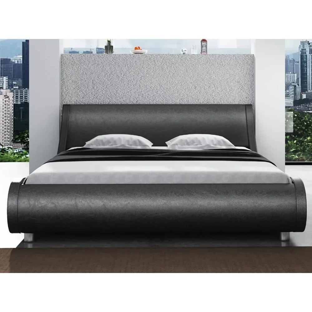 Queen Size Bed Frame, Stylish Faux Leather Upholstered Sleigh Beds with Adjustable Headboard, Queen Bed Frame
Queen Size Bed Frame, Stylish Faux Leather Upholstered Sleigh Beds with Adjustable Headboard, Queen Bed Frame