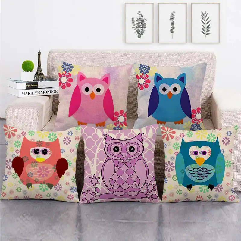 

Cute Owl Pillowcase Funny Pink Owl Pillows Case for Girl Room Aesthetics Boy Girl Kid Bedroom Home Decor Pillow Cover 45x45cm