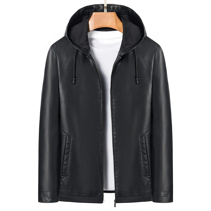 Hooded Leather Jacket Men Casual Fashion Genuine Leather Coat Man Spring Autumn With Thickened Plush Men's Winter Coats 2023 New
Hooded Leather Jacket Men Casual Fashion Genuine Leather Coat Man Spring Autumn With Thickened Plush Men's Winter Coats 2023 New