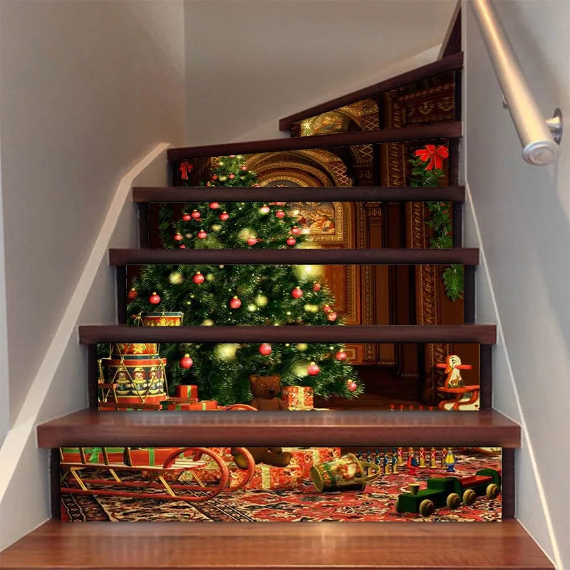 

Christmas Stairs Stickers Decoration Santa Claus Tree Snowman Staircase Upholstery Decor Wallpaper Ladder Covers Stairway Decal