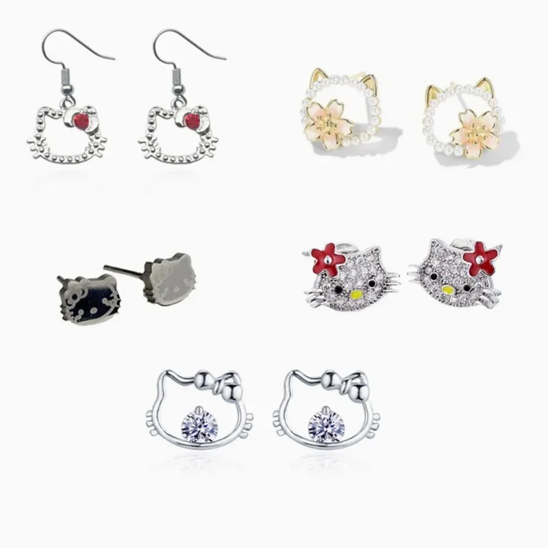 Hello Kitty Girls Earrings Sanrio Anime Figure Kitty Cat Modeling Diamond Earrings Fashion Cute Jewelry Earring Accessories
Hello Kitty Girls Earrings Sanrio Anime Figure Kitty Cat Modeling Diamond Earrings Fashion Cute Jewelry Earring Accessories