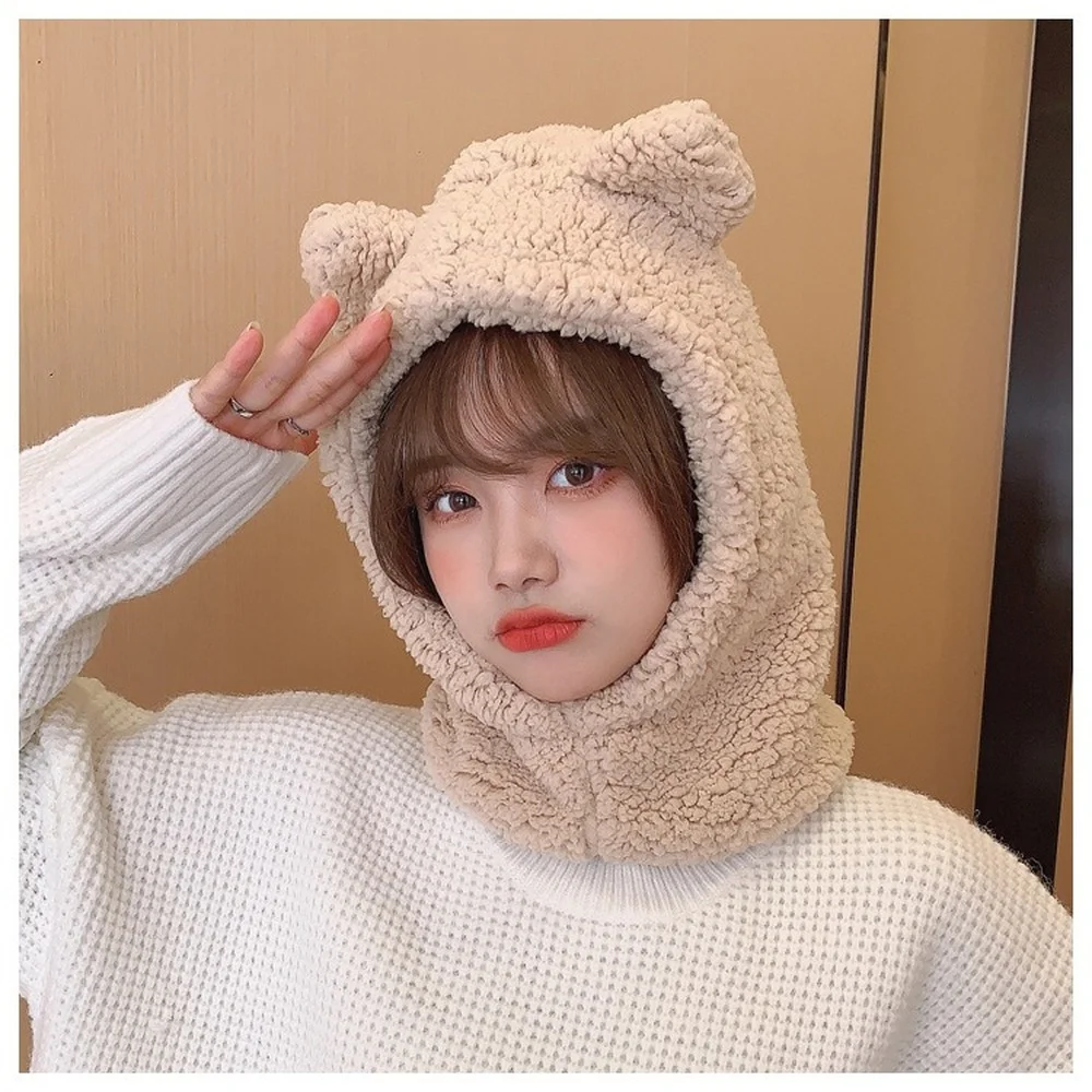 Cute Bear Ears Beanies Women Winter Head Hood Scarf Hat Cap Thicken Cozy Warm Bonnet Female Lamb Balaclava Riding Bobble Hat
Cute Bear Ears Beanies Women Winter Head Hood Scarf Hat Cap Thicken Cozy Warm Bonnet Female Lamb Balaclava Riding Bobble Hat