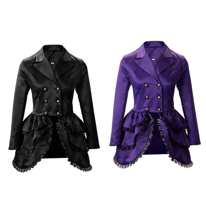 

Women Renaissance Gothic Tailcoat Medieval Irregular Ruffle Hem Steampunk Victorian Jacket Woman Halloween Carnival Clothes