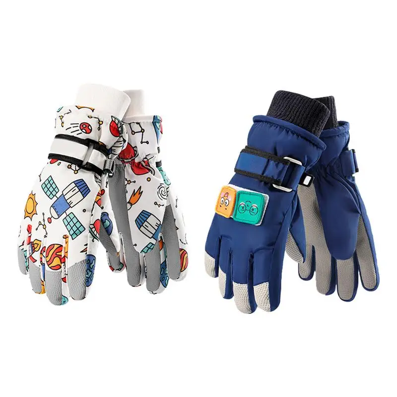

Детские зимние лыжные перчатки, водонепроницаемые теплые варежки с подкладкой для девочек и мальчиков, уличные лыжные велосипедные ветрозащитные перчатки для сноуборда