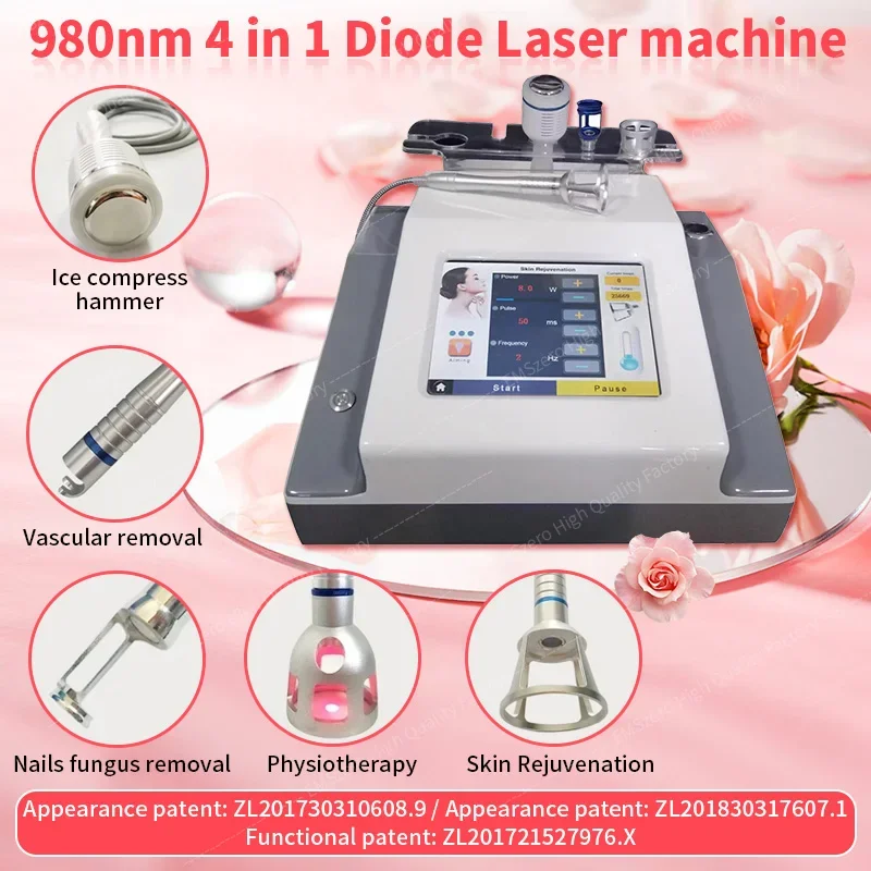 

Portable 30W 4 in 1 980 nm Diode Laser Machine for Skin Fungal Infection Image Vascular Vein Removal Nail Fungus Removal Device