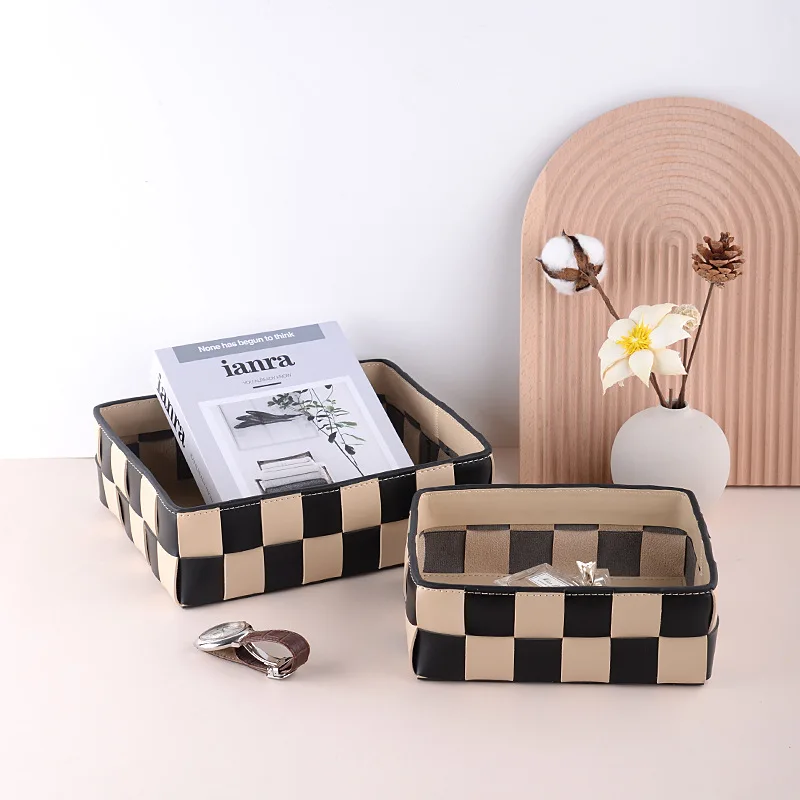 Woven leather grain storage box, Nordic style, hand-woven storage box, square basket, sorting and storage basket
Woven leather grain storage box, Nordic style, hand-woven storage box, square basket, sorting and storage basket