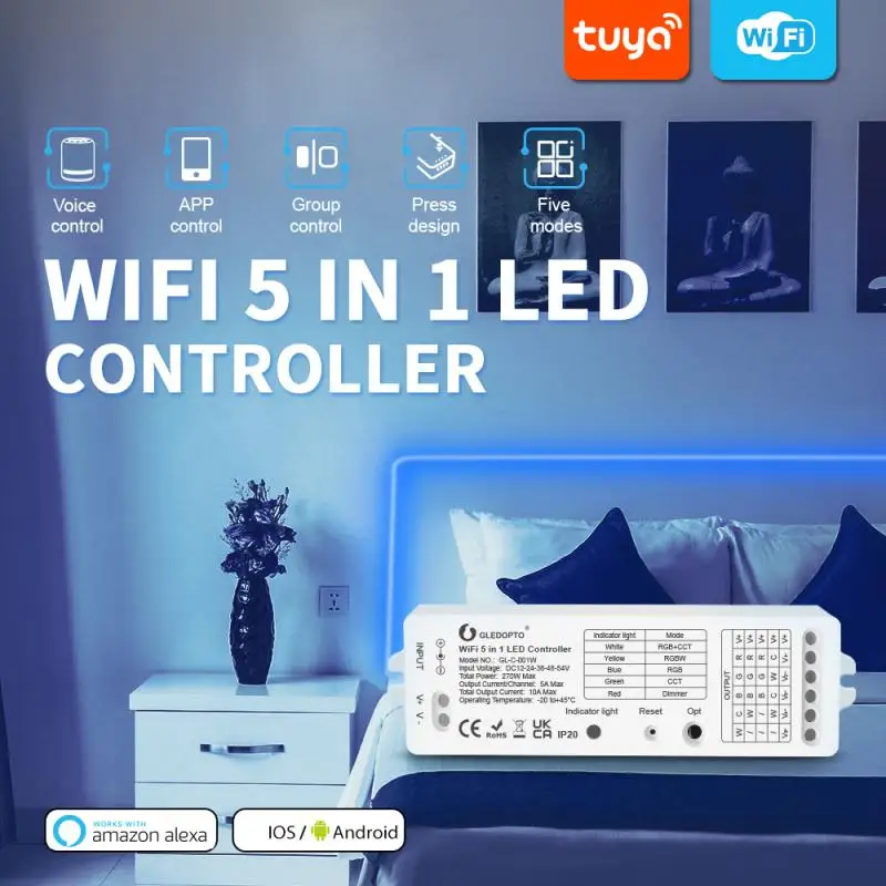 Tuya WiFi LED Controller Strip RGB RGB+CCT 5 In 1 Led Light Controllor Smart Home Work With Home And Alexa Voice Control
Tuya WiFi LED Controller Strip RGB RGB+CCT 5 In 1 Led Light Controllor Smart Home Work With Home And Alexa Voice Control