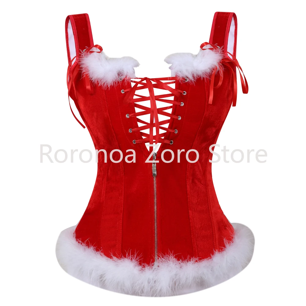 Sexy Santa Strap Corset Vest Women Zipper Red Feather Corsets Bustiers Lingerie Top Naughty Christmas Costumes Plus Size S-6XL
Sexy Santa Strap Corset Vest Women Zipper Red Feather Corsets Bustiers Lingerie Top Naughty Christmas Costumes Plus Size S-6XL