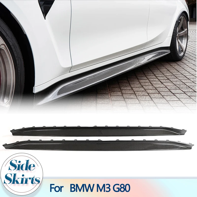 Car Side Skirts For BMW M3 G80 Sedan 4-Door 2021 2022 Dry Carbon Fiber Replacement Racing Side Skirts Extensions Lip Aprons 
Car Side Skirts For BMW M3 G80 Sedan 4-Door 2021 2022 Dry Carbon Fiber Replacement Racing Side Skirts Extensions Lip Aprons