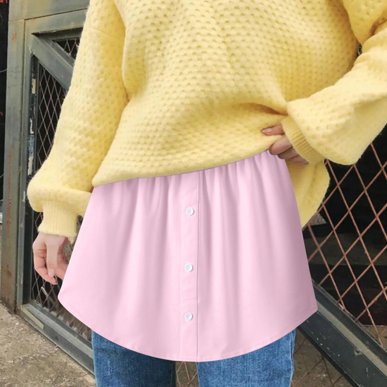 

Women Versatile Shirt Hem Sweatshirt Paired With An Inner A Line Skirt To Cover The Butt Women Skirts