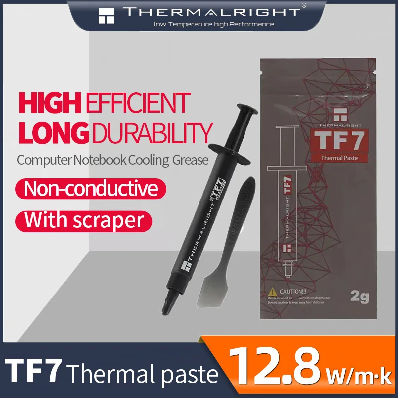 

Thermalright TF7 Thermal Paste 12.8W/m.k for Computer Notebook CPU Heat Dissipation 2g Non-conductive Cooling Silicone Grease