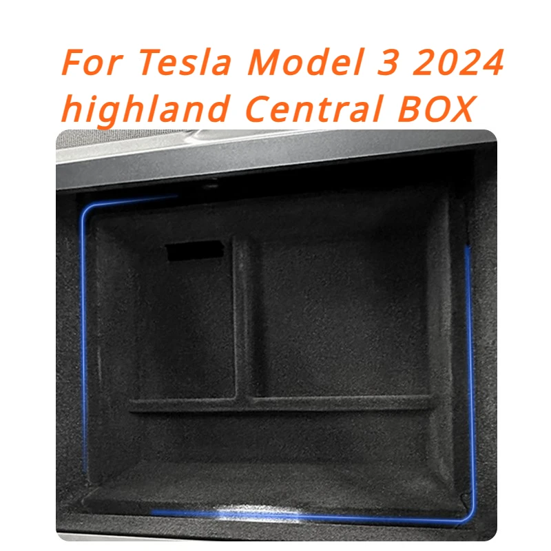

Center Console Armrest Storage Box Organizer Central Flocking ABS Invisilbe Accessories for New Tesla Model 3 2024 Highland