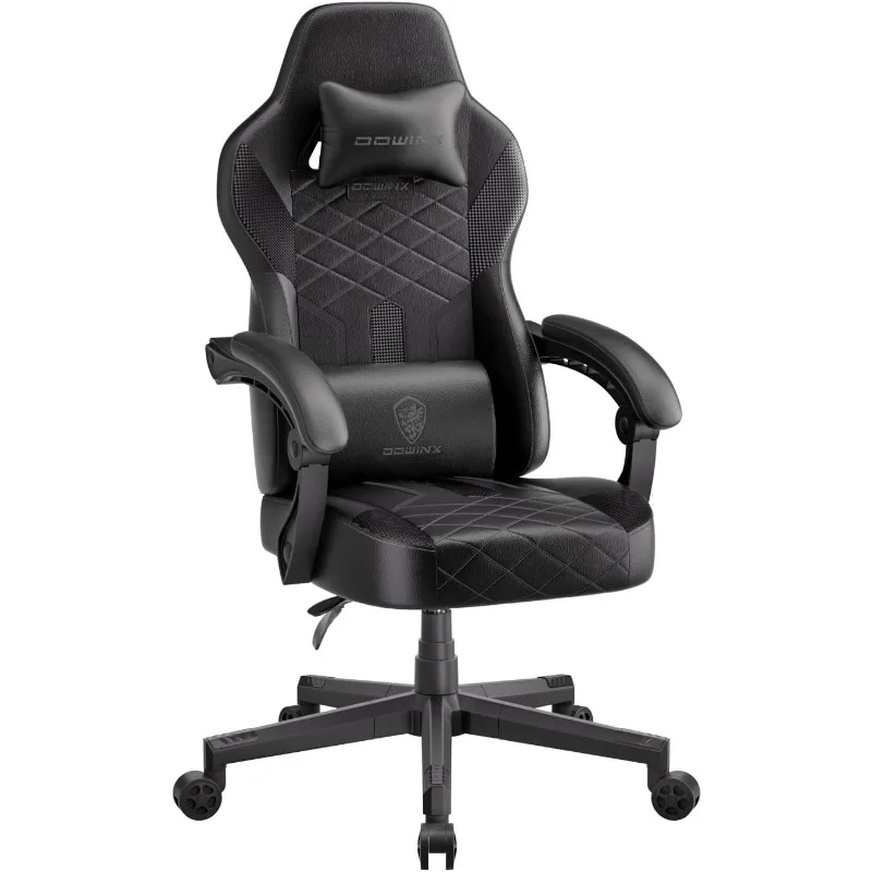 

Игровое кресло doвинкс с карманной пружинной подушкой, эргономичное компьютерное кресло с высокой спинкой, откидное игровое кресло из искусственной кожи черного цвета 350 фунтов
