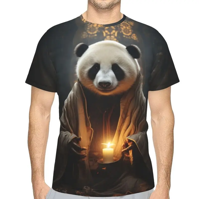 

Men's 2024 New T-shirt, Monk Cute Panda 3D Printed Round Neck T-shirt, Breathable and Refreshing Street Top Y2K