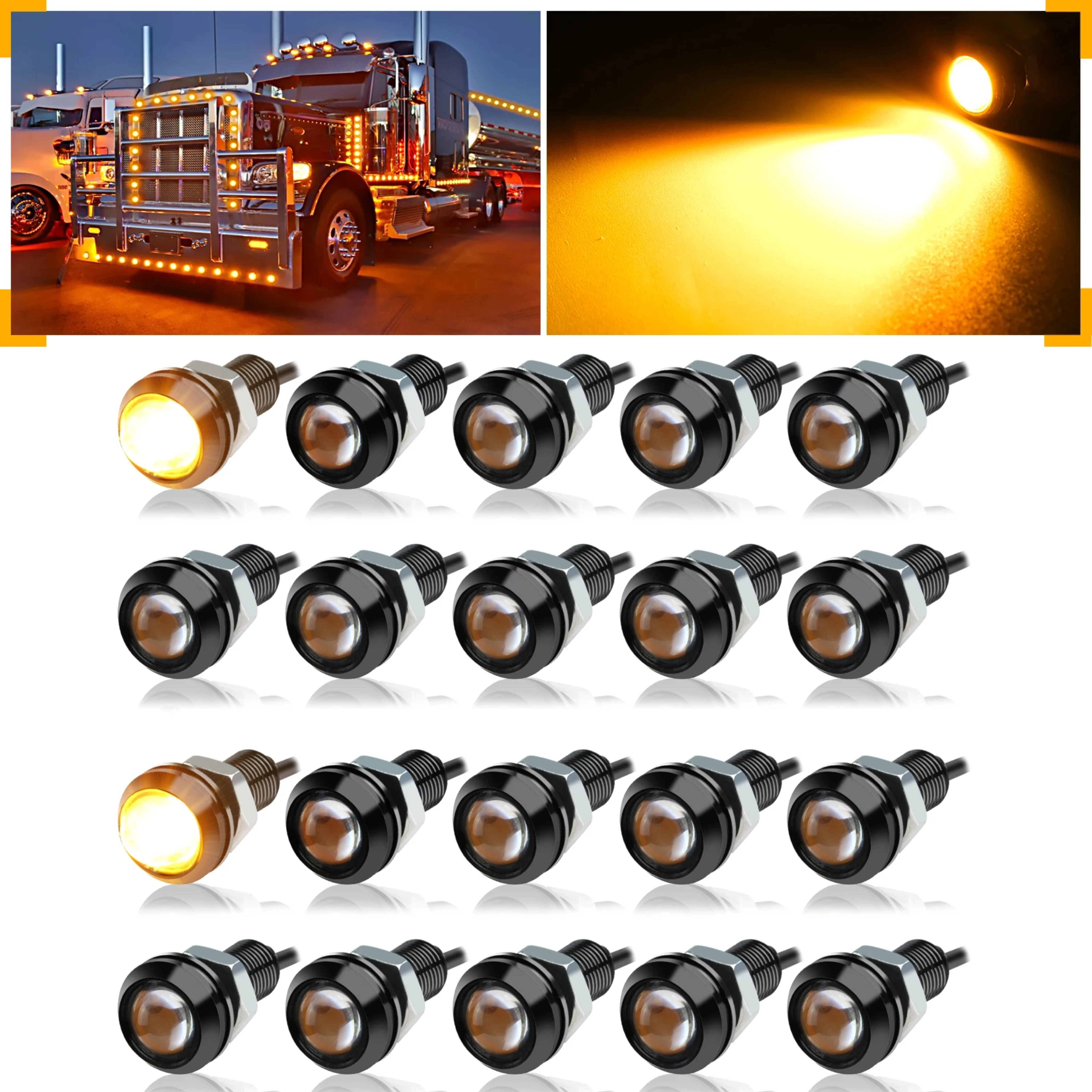 

20/10PCS 0.7in/18mm Car Eagle Eye DRL Led Daytime Running Lights LED 12V Backup Reversing Parking Signal Automobiles Lamps