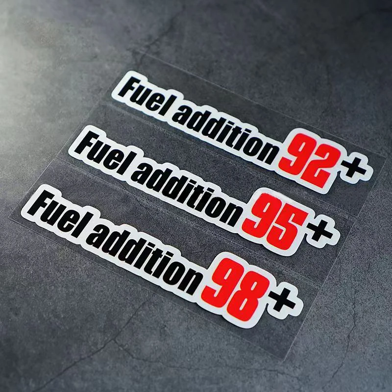 

1Pcs Cool Fuel Addition 92+ 95+ 98+ Reflective Car Fuel Tank Cap Stickers Waterproof Decals Reflective Warning Mark Motorbike