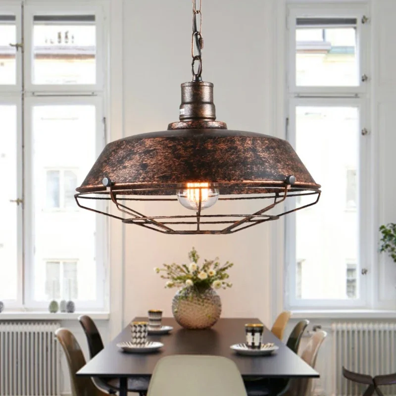 

Винтажная Подвесная лампа в стиле лофт, ретро железная потолочная ретро-лампа E27, люстра для салона, ресторана, бара, кухни