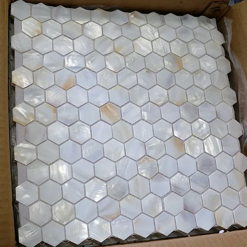 

11pcs/lot Shell Mosaic Tile Natural White Mother of Pearl Wall Backsplash Bathroom Tiles Peel and Stick Hexagon