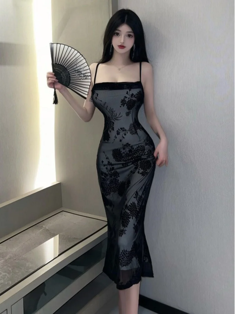 Lace Strap Sexy Fragmented Flower Premium Long Dress Elegant Women Dress Backless Camisole Black Lace Fishtail Gentle New BCA0
Lace Strap Sexy Fragmented Flower Premium Long Dress Elegant Women Dress Backless Camisole Black Lace Fishtail Gentle New BCA0