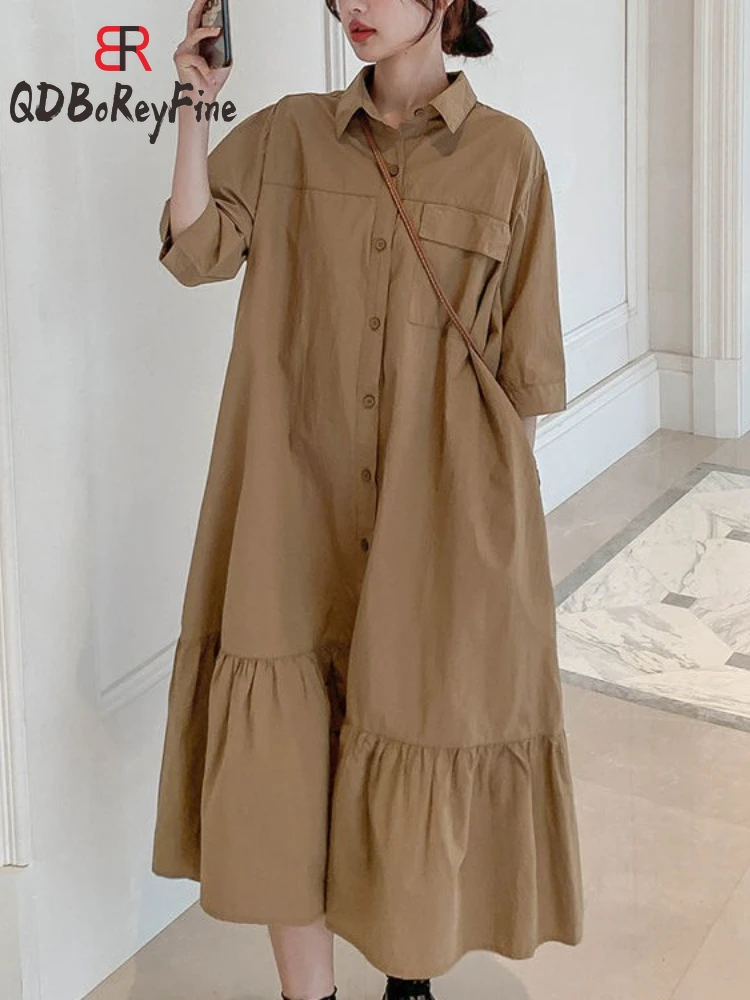 Summer Dress Women Elegant Korean Fashion Short Sleeve Oversized Casual Shirt Dress Sweet Girl School Midi Dress for Women
Summer Dress Women Elegant Korean Fashion Short Sleeve Oversized Casual Shirt Dress Sweet Girl School Midi Dress for Women