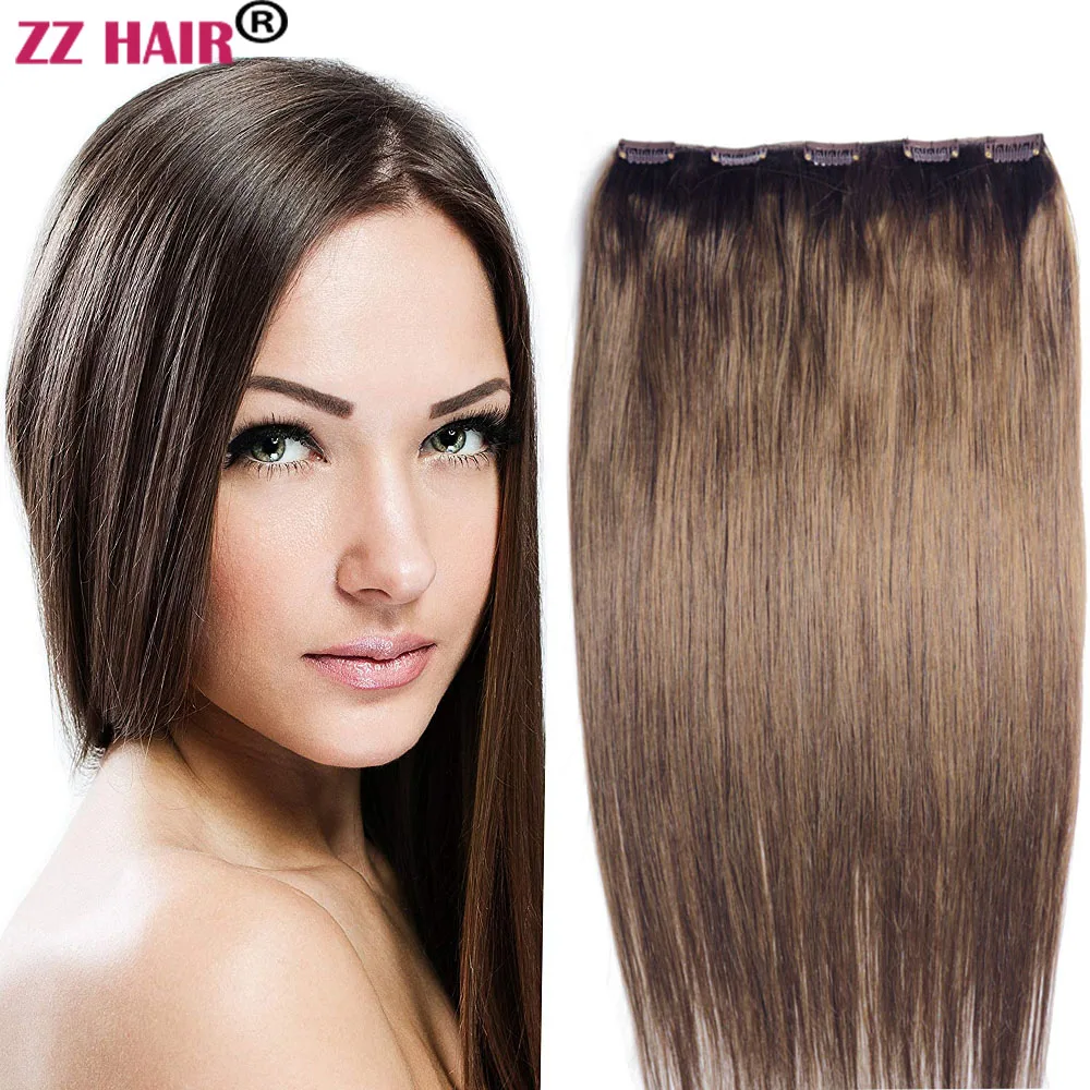 

ZZHAIR 100% Brazilian Human Remy Hair Extensions 16"-20" 1pcs Set No-lace 70g 80g 5 Clips In One Piece Natural Straight