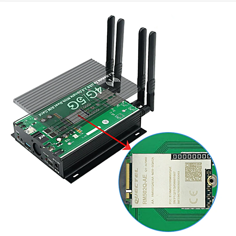 Quectel RM520N-GL RM510-GL RM502Q-AE RM500Q-GL RM502Q-GL RM500Q-AE with 5G Modem M.2 Module to USB 3.0 Dongle with cooler fan
Quectel RM520N-GL RM510-GL RM502Q-AE RM500Q-GL RM502Q-GL RM500Q-AE with 5G Modem M.2 Module to USB 3.0 Dongle with cooler fan