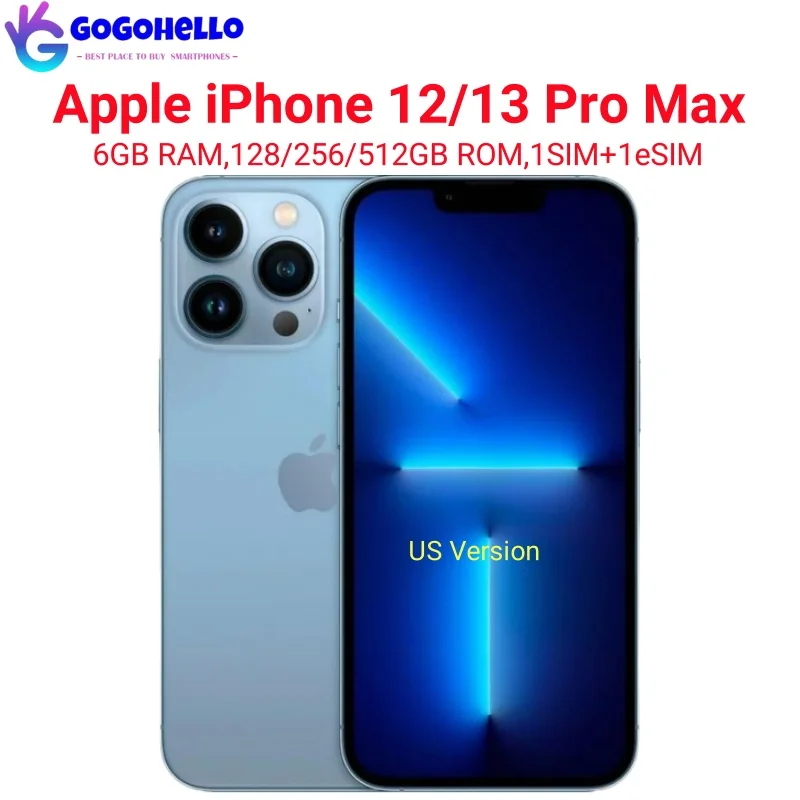 

98% Новый оригинальный Apple iPhone 12/13Pro Max 128 ГБ 256 ГБ 512 Гб ПЗУ 6 ГБ оригинальный OLED A15 iOS15 идентификатор лица смартфон разблокирован