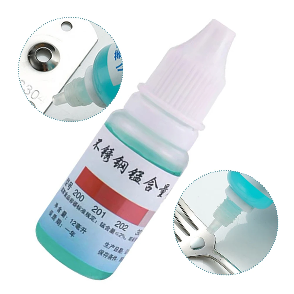 12ML 304Stainless Steel Detection Liquid Identification Liquid Manganese Content Test Fluid Potion Reagent Analytical Drugs Tool
12ML 304Stainless Steel Detection Liquid Identification Liquid Manganese Content Test Fluid Potion Reagent Analytical Drugs Tool
