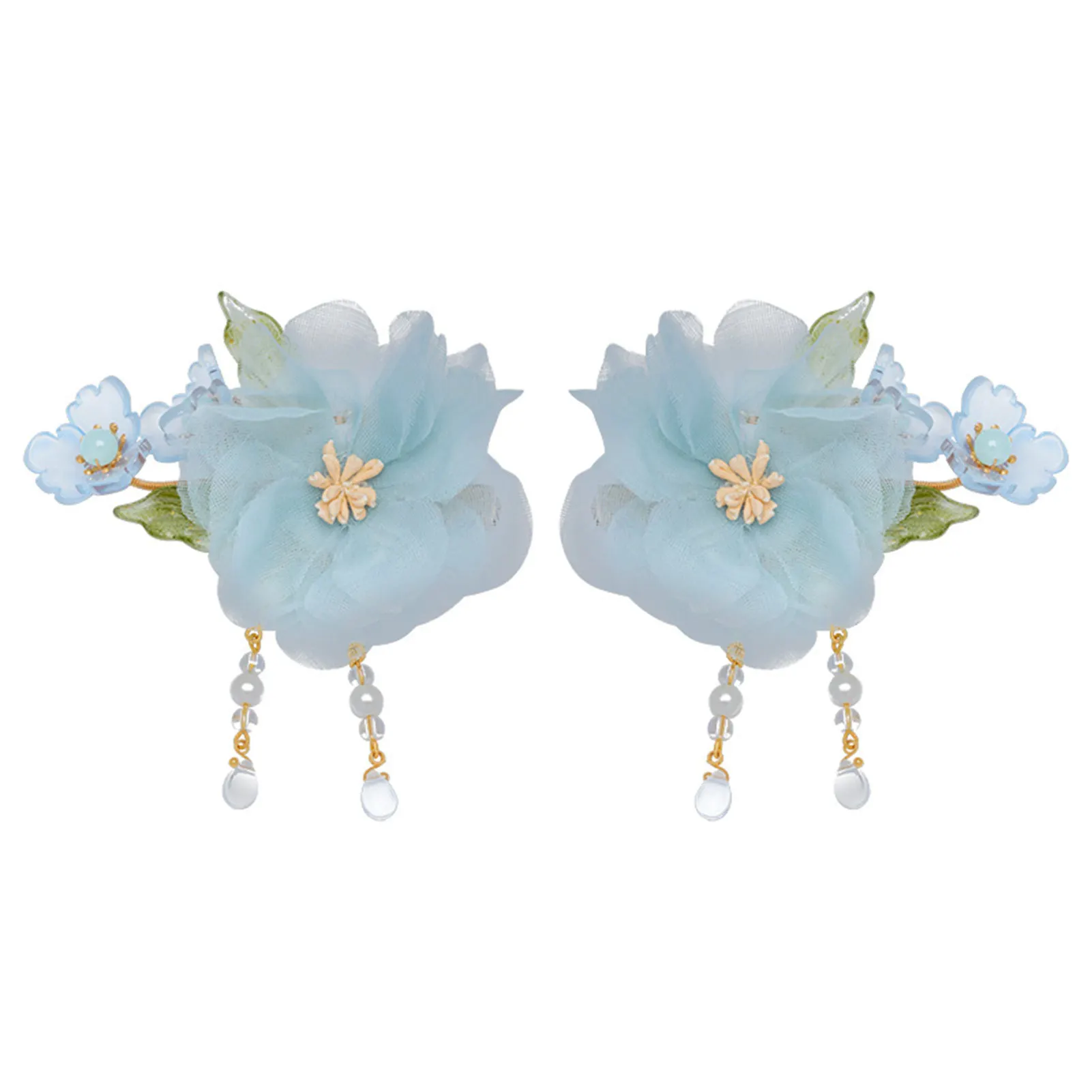 

Sweet Style Hair Clips with Mesh Flower Decor Temperament Stable Grip Flowers Headpiece for Wedding Banquet Party Cheongsam