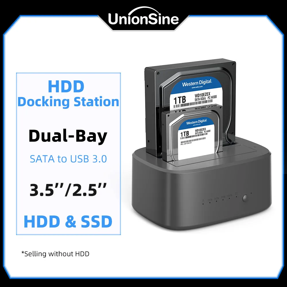 

UnionSine Dual Bay HDD Docking Station with Offline Clone SATA to USB 3.0 HDD Clone Docking Station for 2.5/3.5'' SSD HDD Case