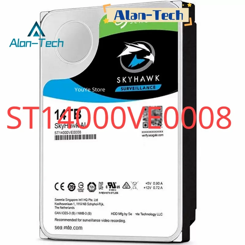 Disque dur interne pliable ST14000VE0008, SATA 3.5, 7200 pouces, 14 To, pour Sea-gate SkyHawk AI
Disque dur interne pliable ST14000VE0008, SATA 3.5, 7200 pouces, 14 To, pour Sea-gate SkyHawk AI