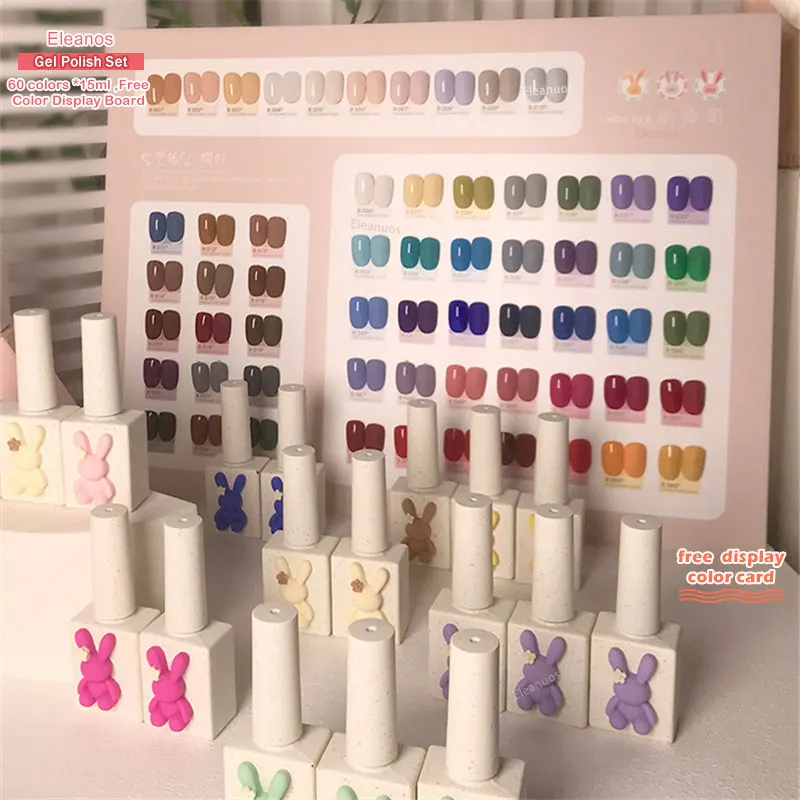 Eleanos 15ml Gel Nail Polish Kit Bunny Bottles 60pcs Gel For Nail Salon With Color Card Soak Off Manicure UV LED Gel Whole Set
Eleanos 15ml Gel Nail Polish Kit Bunny Bottles 60pcs Gel For Nail Salon With Color Card Soak Off Manicure UV LED Gel Whole Set