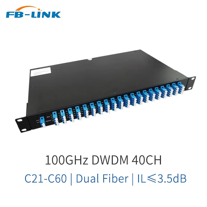 

40 Channels 100GHz C21-C60, with Monitor Port, LC/UPC, Dual Fiber Single Fiber DWDM Mux Demux, 1U Rack Mount