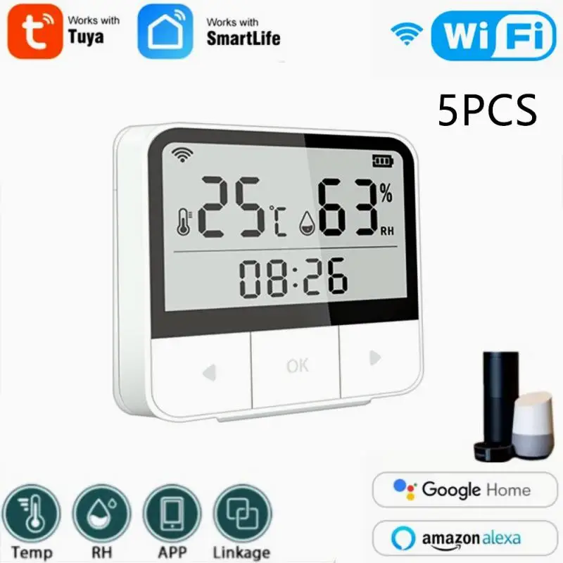 Tuya WIFI Temperature And Humidity Sensor With LCD Display Smart Indoor Hygrometer Thermometer Support Alexa Google Assistant
Tuya WIFI Temperature And Humidity Sensor With LCD Display Smart Indoor Hygrometer Thermometer Support Alexa Google Assistant