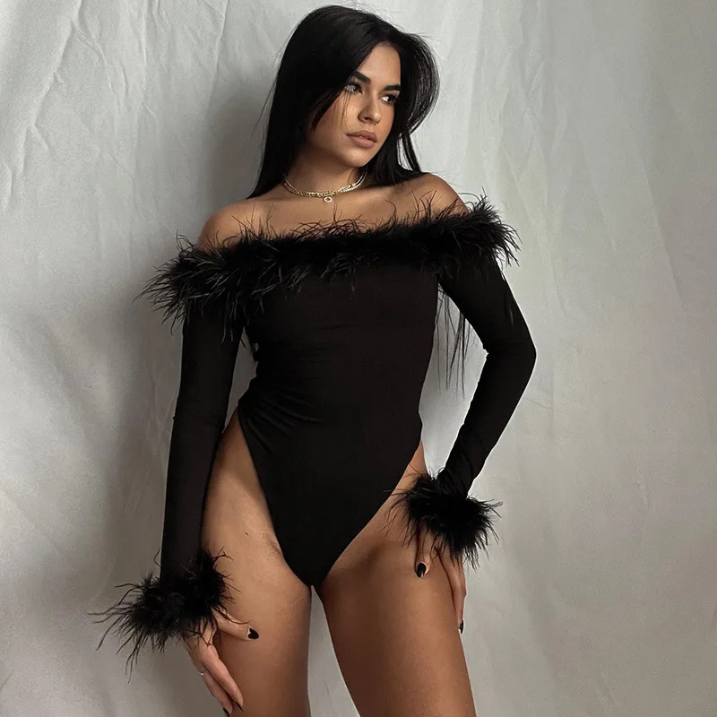 Sexy slim one-line shoulder long-sleeved jumpsuit European and American long-sleeved top female
Sexy slim one-line shoulder long-sleeved jumpsuit European and American long-sleeved top female