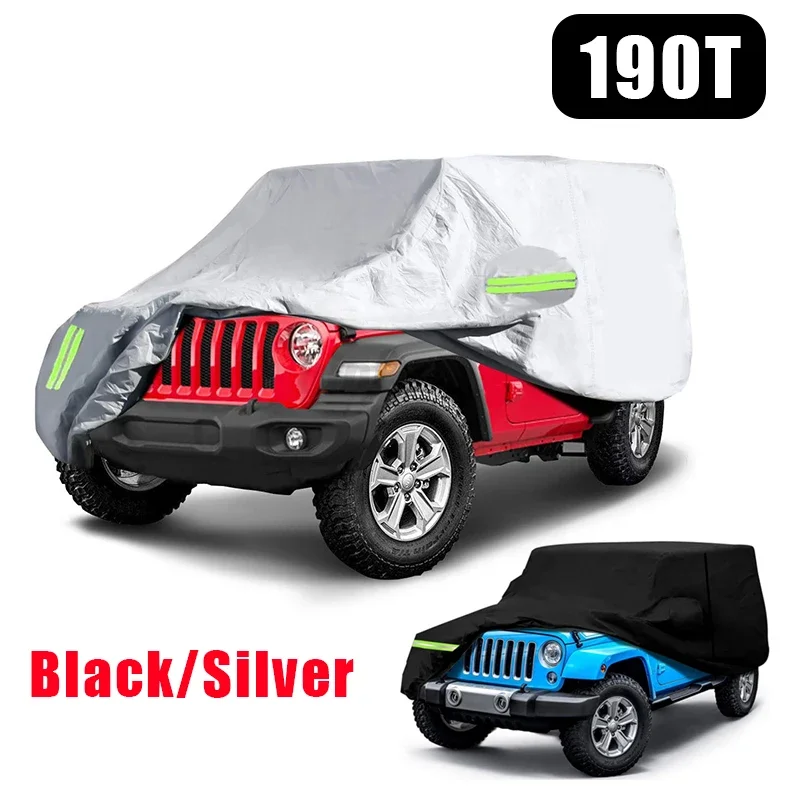 

Car Covers 190T Waterproof for Jeep Wrangler 2/4 Doors 1987-2019 JK JL YJ TJ Windproof Dustproof Full Surround Protector Cover