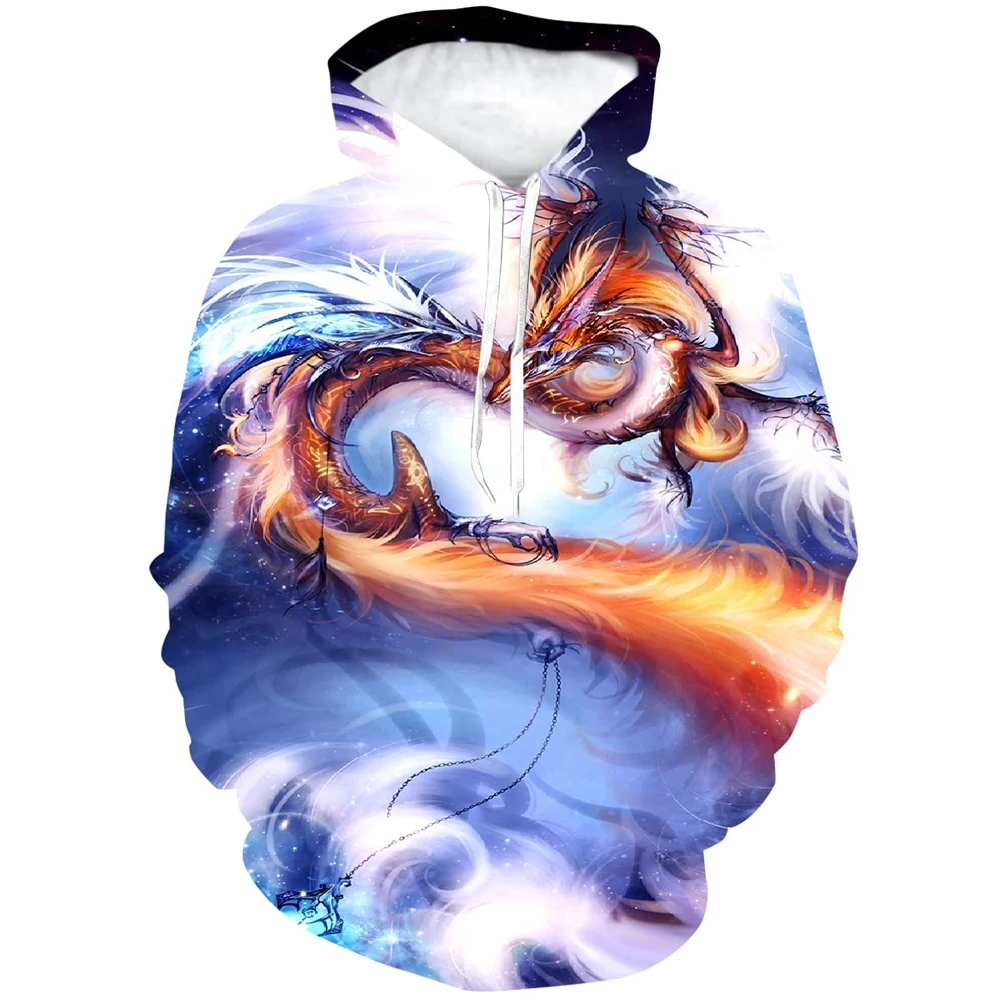 

New Men Dragon Print Shirt for Men Street Comfortable Fashion Top for Men Autumn and Winter Warm Hoodie for Men Casual Clothing