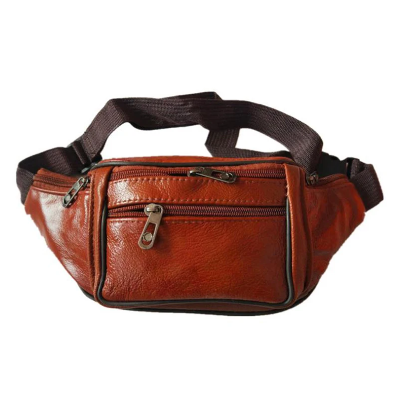 

Fashion Men Leather Waist Bag Multi-Pocket And Multiple Zipper Belt Bag Adjustable Belt Fanny Pack Shopping Phone Bags New